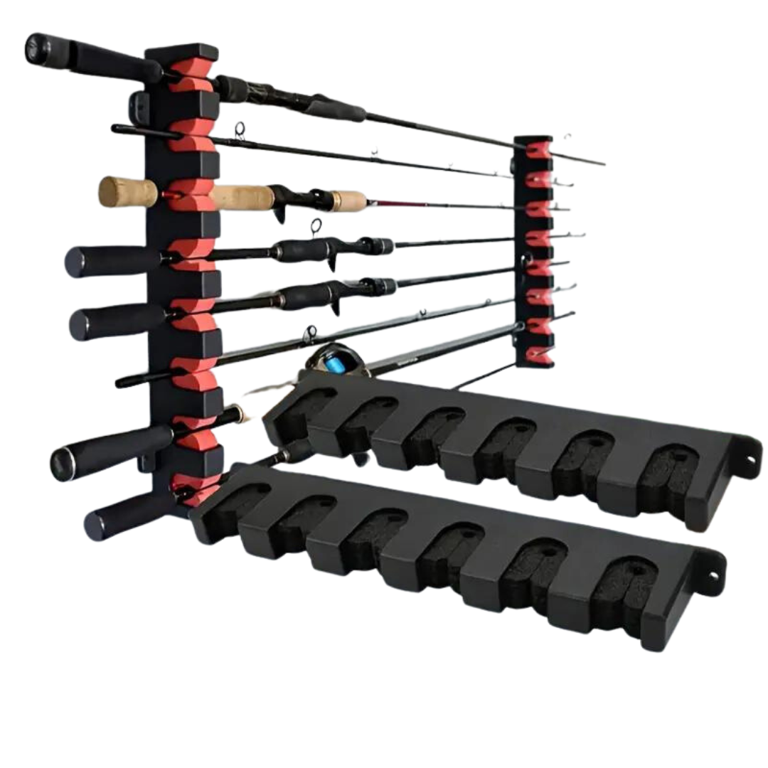 Fishing Rod Storage Display Racks, Horizontal Wall Mounted Fishing Pole Holders, Can Store 6 Fishing Rods